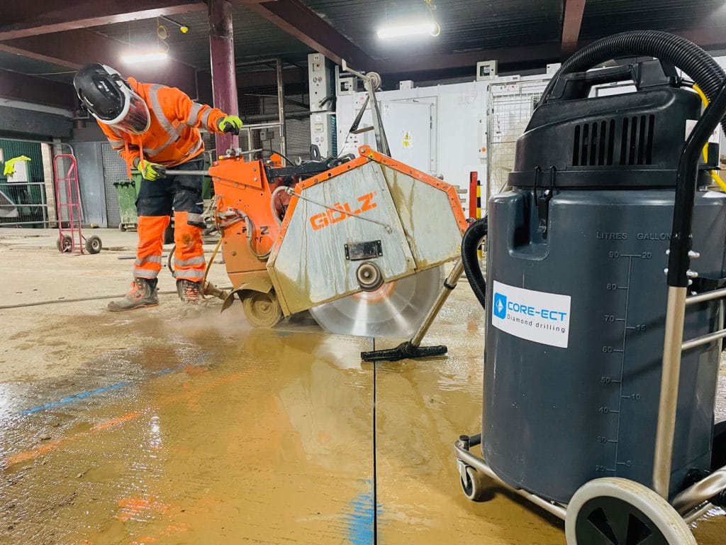 Floor sawing and controlled demolition of floor and lift shaft in Birmingham
