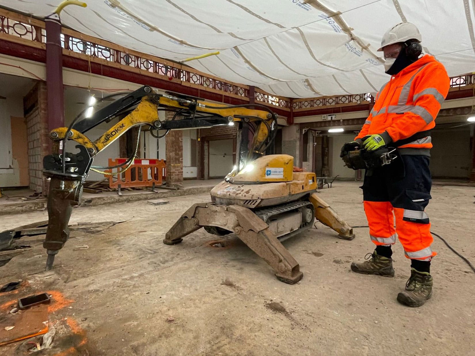 Floor sawing and controlled demolition of floor and lift shaft Birmingham