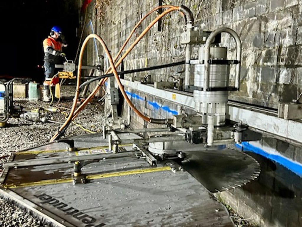 Diamond track and wire sawing Birmingham Train Station