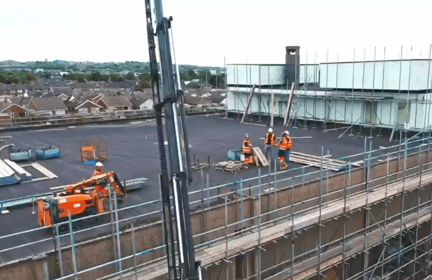 Brokk robotic demolition, wire sawing and track at the Nottingham War Rooms.